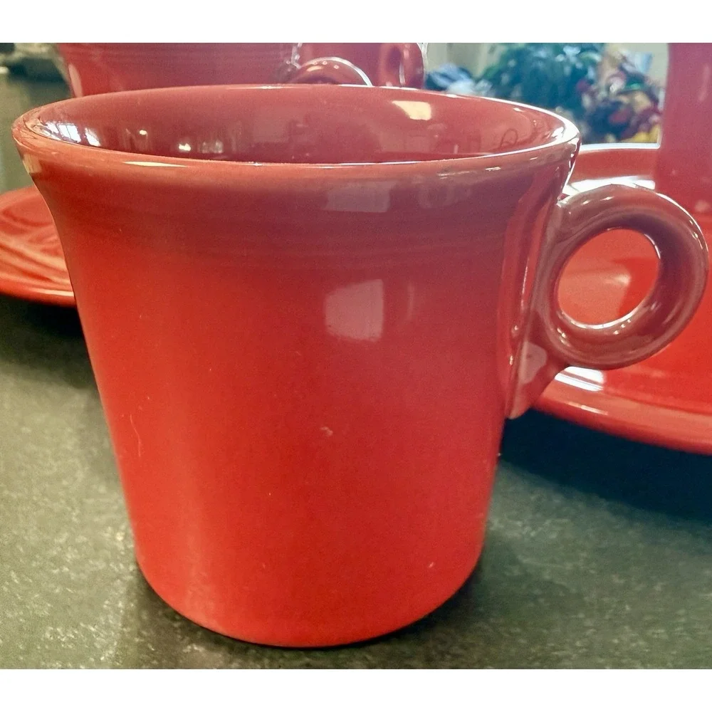 4 Red Fiesta Homer Laughlin China Cup and Saucer Sets